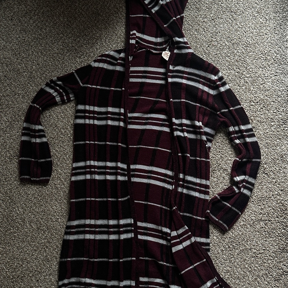 Faded Glory Burgundy and Black Striped Sweater